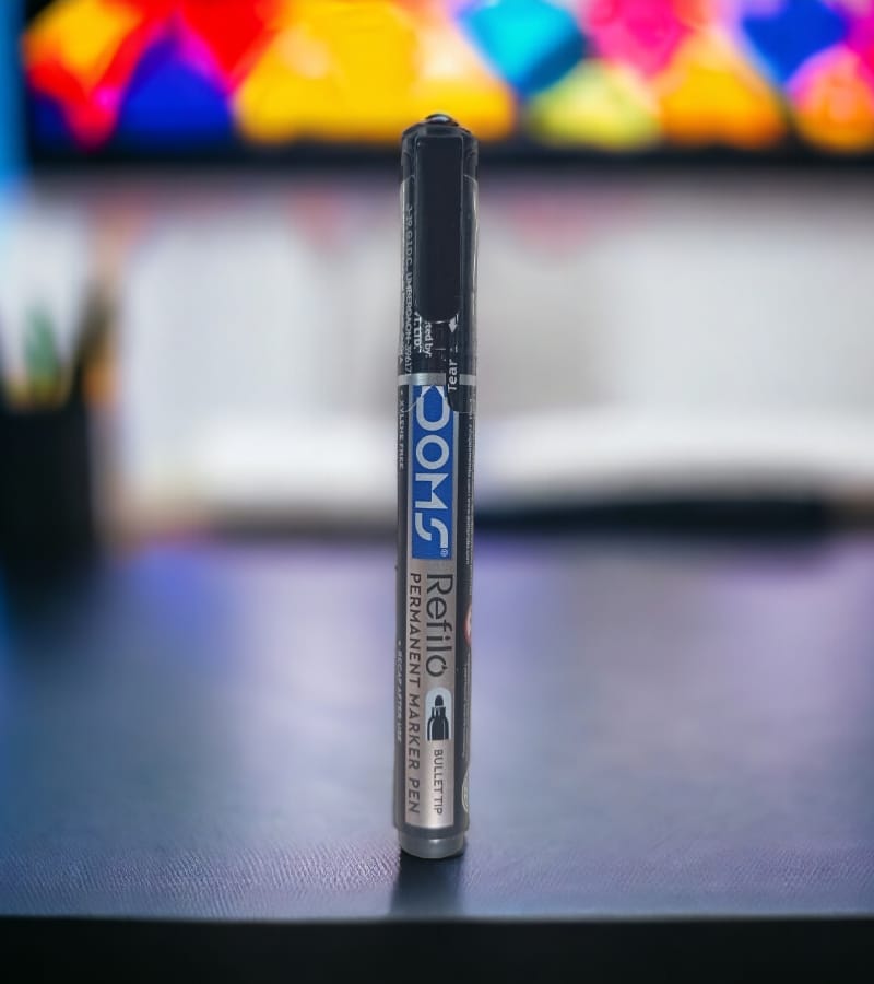 Doms Refilo Non-Toxic Hi-Tech Refillable Permanent Marker Pen - 1 Pcs (Black)